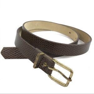 3/$30 Brown Snakeskin Skinny Belt w/Gold Buckle